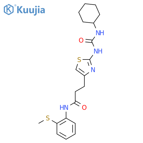 3-{2-[(cyclohexylcarbamoyl)amino]-1,3-thiazol-4-yl}-N-[2-(methylsulfanyl)phenyl]propanamide structure