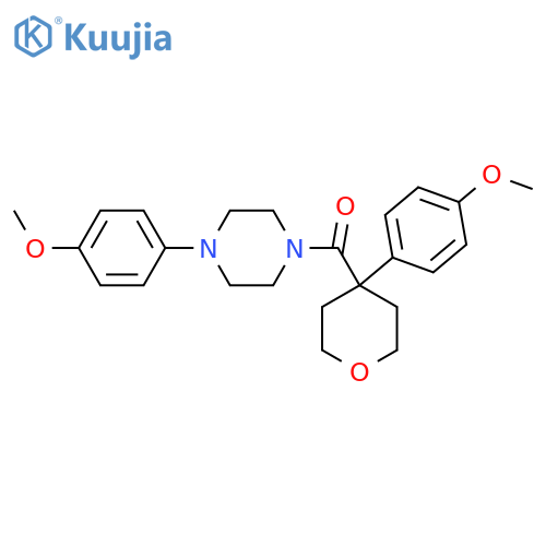 1-(4-methoxyphenyl)-4-4-(4-methoxyphenyl)oxane-4-carbonylpiperazine structure