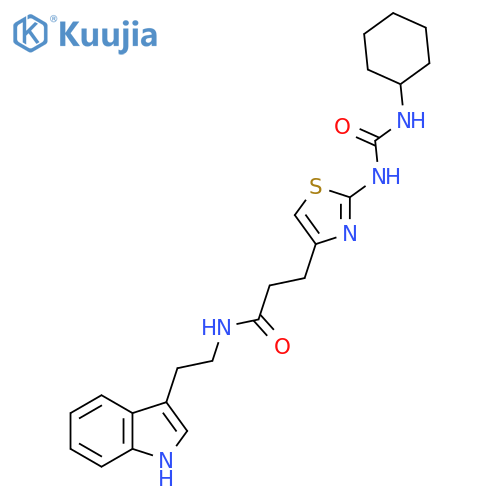 3-{2-(cyclohexylcarbamoyl)amino-1,3-thiazol-4-yl}-N-2-(1H-indol-3-yl)ethylpropanamide structure