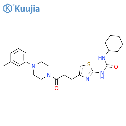 1-cyclohexyl-3-(4-{3-4-(3-methylphenyl)piperazin-1-yl-3-oxopropyl}-1,3-thiazol-2-yl)urea structure