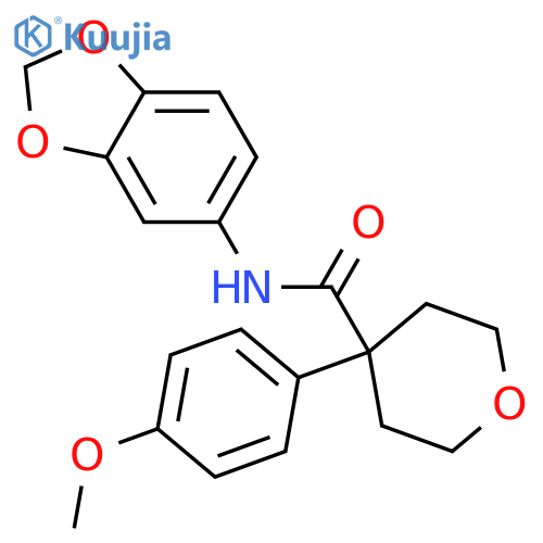 N-(2H-1,3-benzodioxol-5-yl)-4-(4-methoxyphenyl)oxane-4-carboxamide structure