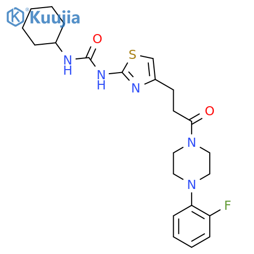 1-cyclohexyl-3-(4-{3-4-(2-fluorophenyl)piperazin-1-yl-3-oxopropyl}-1,3-thiazol-2-yl)urea structure