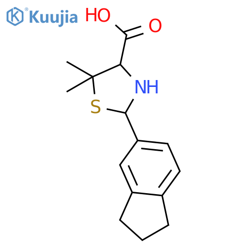 4-Thiazolidinecarboxylic acid, 2-(2,3-dihydro-1H-inden-5-yl)-5,5-dimethyl- structure