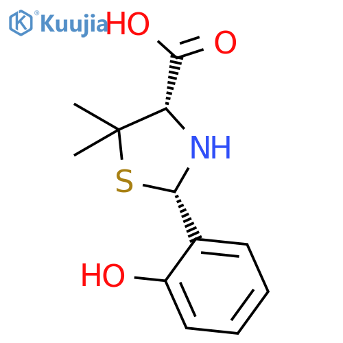 4-Thiazolidinecarboxylic acid, 2-(2-hydroxyphenyl)-5,5-dimethyl-, (2S-cis)- structure