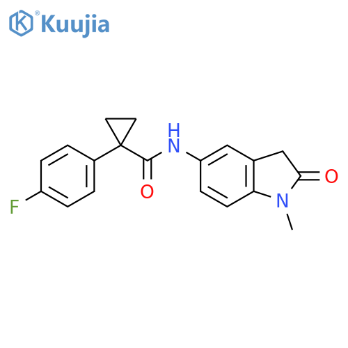 1-(4-fluorophenyl)-N-(1-methyl-2-oxo-2,3-dihydro-1H-indol-5-yl)cyclopropane-1-carboxamide structure