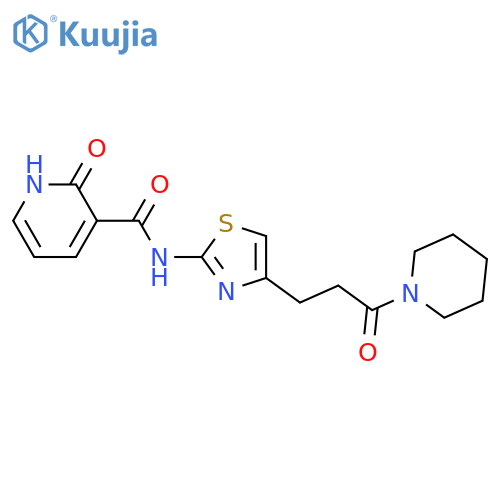 2-oxo-N-{4-3-oxo-3-(piperidin-1-yl)propyl-1,3-thiazol-2-yl}-1,2-dihydropyridine-3-carboxamide structure