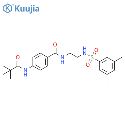 N-2-(3,5-dimethylbenzenesulfonamido)ethyl-4-(2,2-dimethylpropanamido)benzamide structure