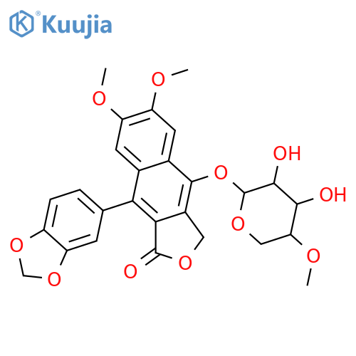Naphtho[2,3-c]furan-1(3H)-one, 9-(1,3-benzodioxol-5-yl)-6,7-dimethoxy-4-[(4-O-methyl-β-D-xylopyranosyl)oxy]- structure
