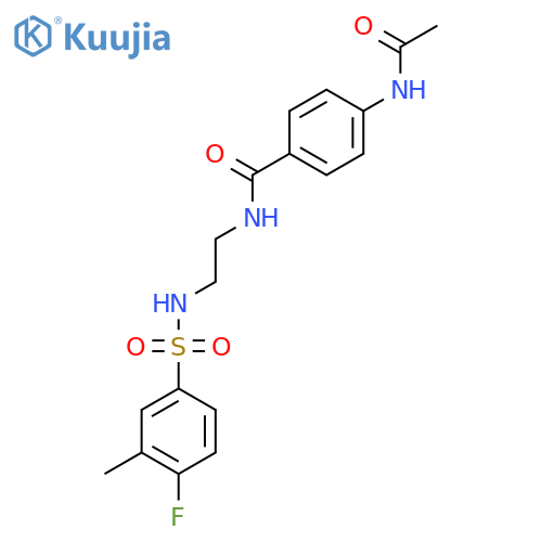 4-acetamido-N-[2-(4-fluoro-3-methylbenzenesulfonamido)ethyl]benzamide structure