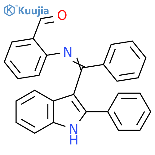 Benzaldehyde, 2-[[phenyl(2-phenyl-1H-indol-3-yl)methylene]amino]- structure