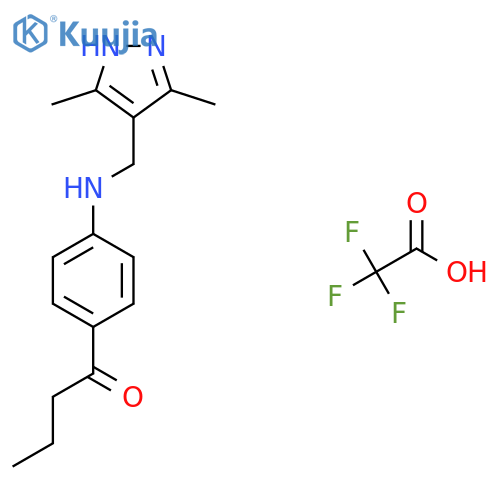 1-(4-(((3,5-Dimethyl-1H-pyrazol-4-yl)methyl)amino)phenyl)butan-1-one 2,2,2-trifluoroacetate structure