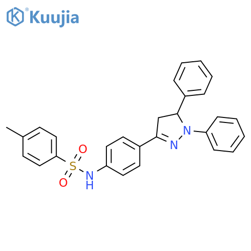 Benzenesulfonamide, N-[4-(4,5-dihydro-1,5-diphenyl-1H-pyrazol-3-yl)phenyl]-4-methyl- structure