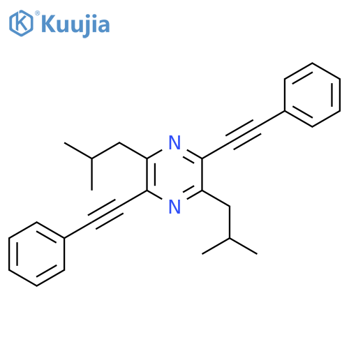 Pyrazine, 2,5-bis(2-methylpropyl)-3,6-bis(phenylethynyl)- structure
