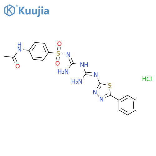Acetamide,N-[4-[[[[[amino[(5-phenyl-1,3,4-thiadiazol-2-yl)amino]methyl]amino]iminomethyl]amino]sulfonyl]phenyl]-,hydrochloride (1:1) structure
