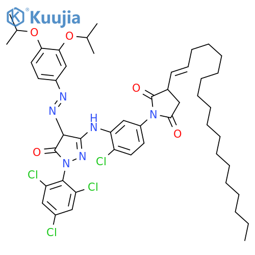 2,5-Pyrrolidinedione, 1-[3-[[4-[[3,4-bis(1-methylethoxy)phenyl]azo]-4,5-dihydro-5-oxo-1-(2,4,6- trichlorophenyl)-1H-pyrazol-3-yl]amino]-4-chlorophenyl]-3-(octadecenyl)- structure