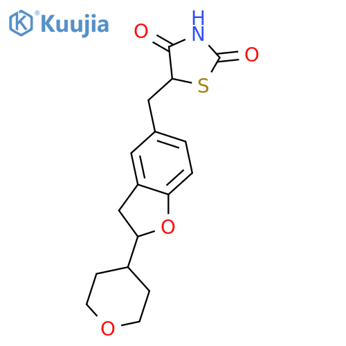 2,4-Thiazolidinedione, 5-[[2,3-dihydro-2-(tetrahydro-2H-pyran-4-yl)-5-benzofuranyl]methyl]- structure