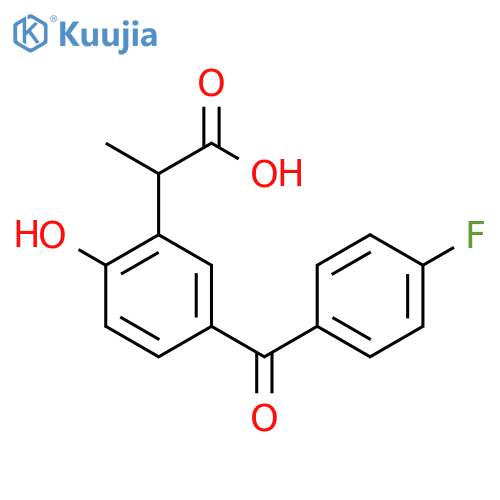 2-{5-[(4-fluorophenyl)carbonyl]-2-hydroxyphenyl}propanoic acid structure