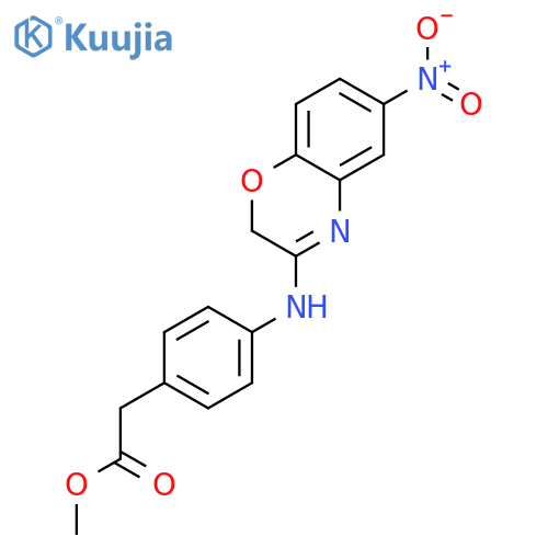 Benzeneacetic acid,4-[(6-nitro-2H-1,4-benzoxazin-3-yl)amino]-, methyl ester structure