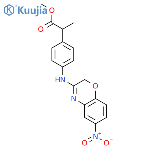 Benzeneacetic acid, a-methyl-4-[(6-nitro-2H-1,4-benzoxazin-3-yl)amino]-,methyl ester structure