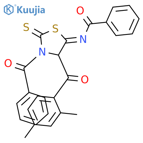 Benzamide, N-[3-benzoyl-4-(2,4-dimethylbenzoyl)-2-thioxo-5-thiazolidinylidene]- structure