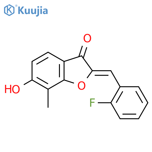 (2Z)-2-(2-Fluorobenzylidene)-6-hydroxy-7-methyl-1-benzofuran-3(2H)-one structure