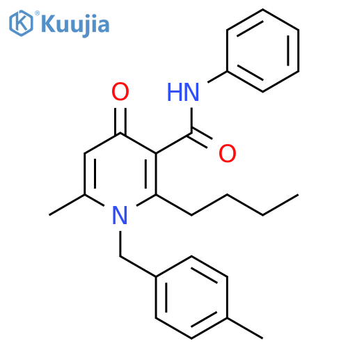 3-Pyridinecarboxamide,2-butyl-1,4-dihydro-6-methyl-1-[(4-methylphenyl)methyl]-4-oxo-N-phenyl- structure