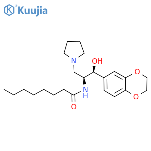 N-(1S,2S)-2-(2,3-Dihydro-1,4-benzodioxin-6-yl)-2-hydroxy-1-(1-pyrrolidinylmethyl)ethyloctanamide structure