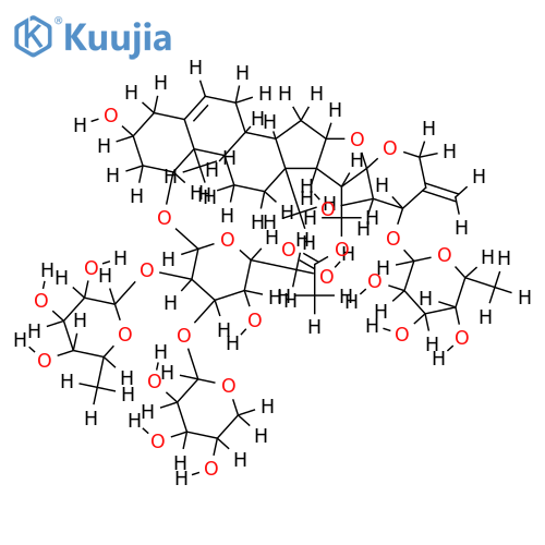 (1beta,3beta,23S,24S)-21-(acetyloxy)-24-[(6-deoxy-beta-D-gulopyranosyl)oxy]-3,23-dihydroxyspirosta-5,25(27)-dien-1-yl O-6-deoxy-alpha-L-mannopyranosyl-(1->2)-O-[beta-D-xylopyranosyl-(1->3)]-beta-D-glucopyranoside structure