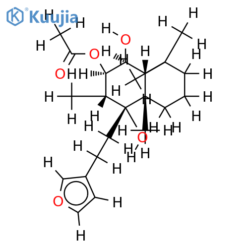 7beta-acetoxy-15,16-epoxy-labda-13(16),14-dieno-6beta,9alpha-diol structure