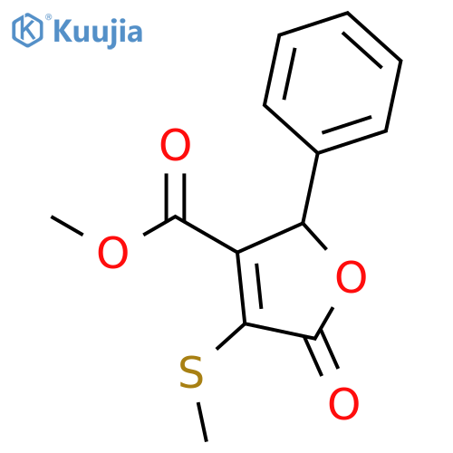 3-Furancarboxylic acid, 2,5-dihydro-4-(methylthio)-5-oxo-2-phenyl-, methyl ester structure