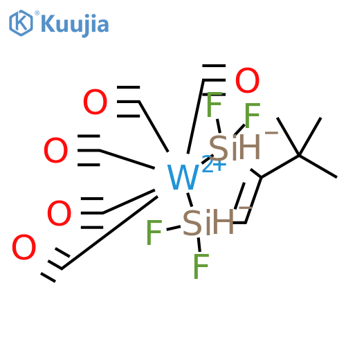 Tungsten, pentacarbonyl[[1-(1,1-dimethylethyl)-1,2-ethenediyl]bis(difluorosilylene)]- (9CI) structure