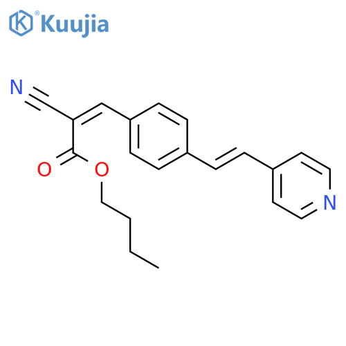 2-Propenoic acid, 2-cyano-3-[4-[2-(4-pyridinyl)ethenyl]phenyl]-, butyl ester structure
