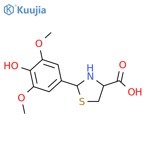 2-(4-hydroxy-3,5-dimethoxyphenyl)-1,3-thiazolidine-4-carboxylic acid structure