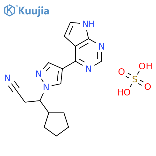 (betaR)-beta-Cyclopentyl-4-(7H-pyrrolo[2,3-d]pyrimidin-4-yl)-1H-pyrazole-1-propanenitrile sulfate structure