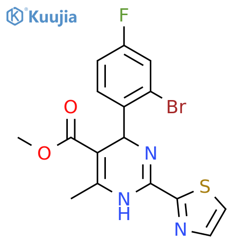 Methyl 4-(2-Bromo-4-fluorophenyl)-6-methyl-2-(2-thiazolyl)-1,4-dihydropyrimidine-5-carboxylate structure