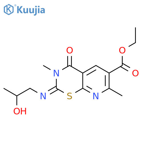 2H-Pyrido[3,2-e]-1,3-thiazine-6-carboxylic acid, 3,4-dihydro-2-[(2-hydroxypropyl)imino]-3,7-dimethyl-4-oxo-, ethyl ester structure