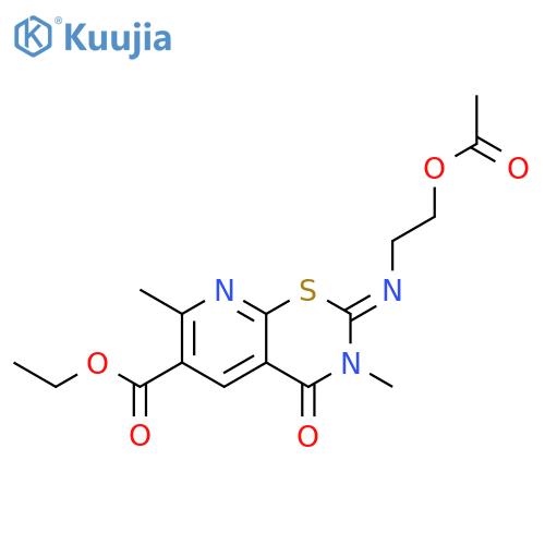 2H-Pyrido[3,2-e]-1,3-thiazine-6-carboxylic acid, 2-[[2-(acetyloxy)ethyl]imino]-3,4-dihydro-3,7-dimethyl-4-oxo-, ethyl ester structure
