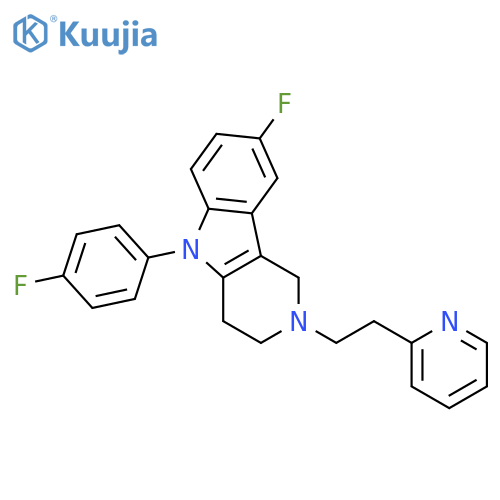 1H-Pyrido[4,3-b]indole, 8-fluoro-5-(4-fluorophenyl)-2,3,4,5-tetrahydro-2-[2-(2-pyridinyl)ethyl]- structure