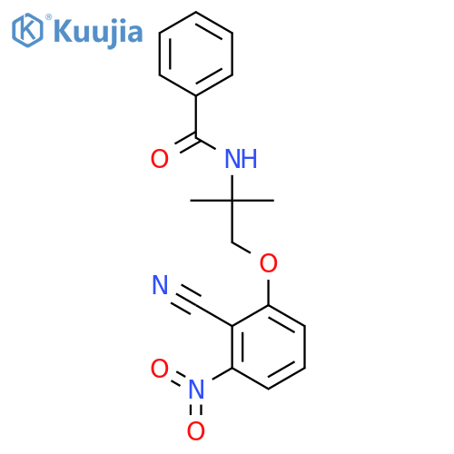 N-(1-(2-cyano-3-nitrophenoxy)-2-methylpropan-2-yl)benzamide structure