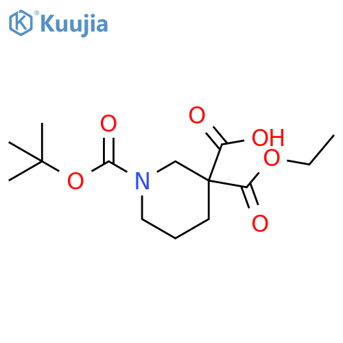 1-(tert-butoxy)carbonyl-3-(ethoxycarbonyl)piperidine-3-carboxylic acid structure