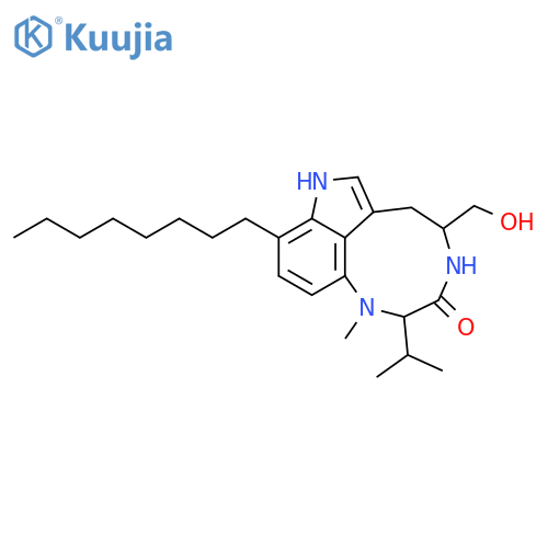 3H-Pyrrolo[4,3,2-gh]-1,4-benzodiazonin-3-one,1,2,4,5,6,8-hexahydro-5-(hydroxymethyl)-1-methyl-2-(1-methylethyl)-9-octyl-,(2S,5S)- structure