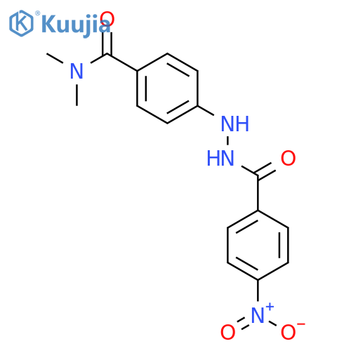 Benzoic acid, 4-nitro-, 2-[4-[(dimethylamino)carbonyl]phenyl]hydrazide structure