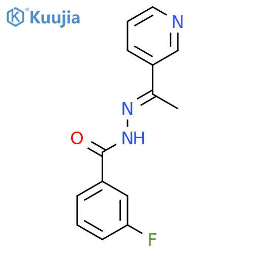Benzoic acid, 3-fluoro-, [1-(3-pyridinyl)ethylidene]hydrazide structure