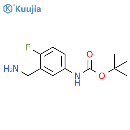 tert-butyl N-3-(aminomethyl)-4-fluorophenylcarbamate structure