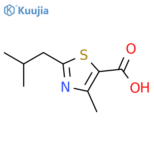 4-methyl-2-(2-methylpropyl)-1,3-thiazole-5-carboxylic acid structure