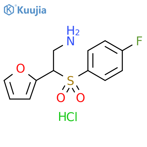 2-((4-fluorophenyl)sulfonyl)-2-(furan-2-yl)ethanamine hydrochloride structure