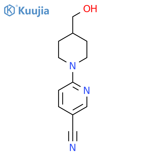 6-4-(hydroxymethyl)piperidin-1-ylpyridine-3-carbonitrile structure
