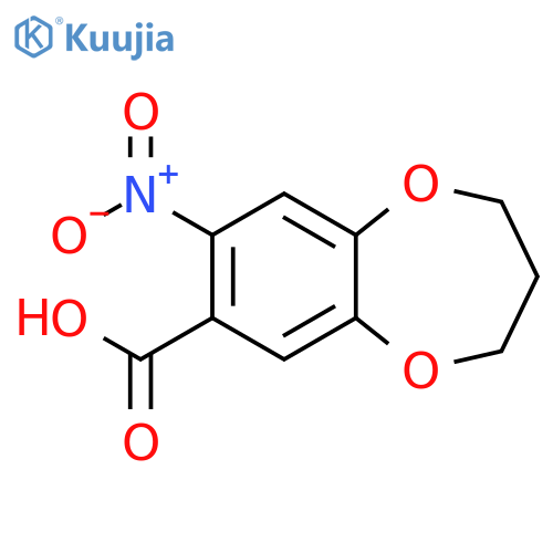 8-nitro-3,4-dihydro-2H-1,5-benzodioxepine-7-carboxylic acid structure