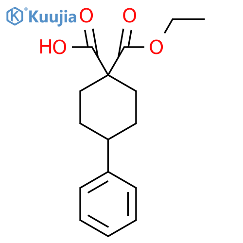 1-(ethoxycarbonyl)-4-phenylcyclohexane-1-carboxylic acid structure