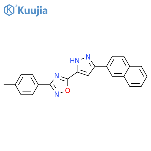 3-(4-methylphenyl)-5-[3-(naphthalen-2-yl)-1H-pyrazol-5-yl]-1,2,4-oxadiazole structure